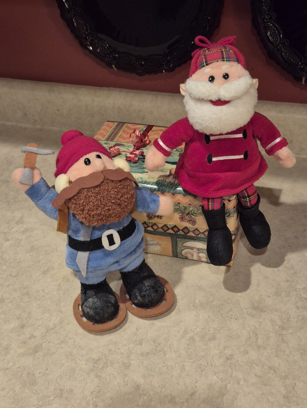 Lot Of 2 Stuffins Plush Holiday Santa and Cornelius, Retired Ornaments, 1999